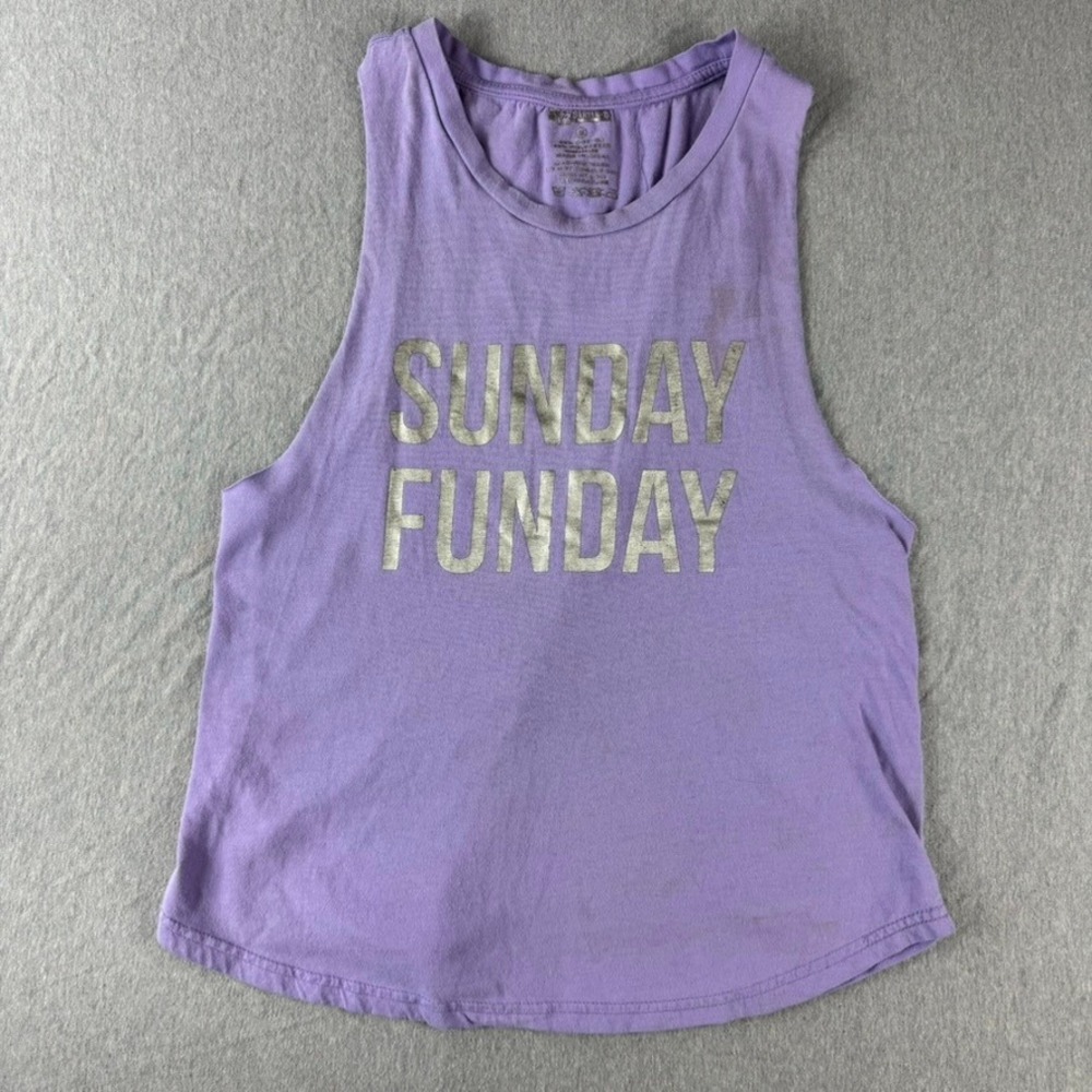 No Boundaries Sunday Funday Tank Top Womens Medium Purple Fair Graphic Muscle